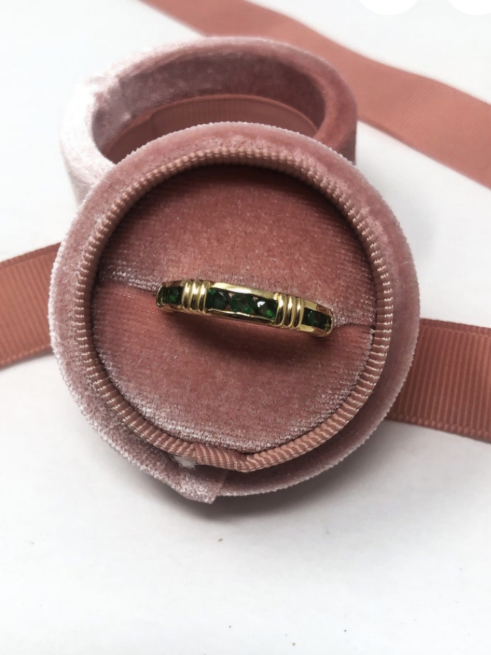 Vintage 14K Yellow Gold Emerald Band.